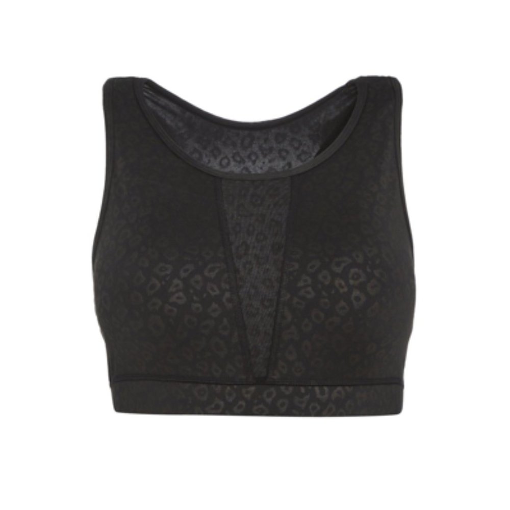 Eliza Deep-v Sports Bra In Black Leopard
